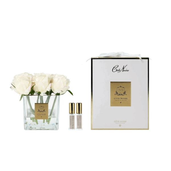 Cote Noire - 9 Güllü Doğal Dokulu Koku Şeffaf Vazo