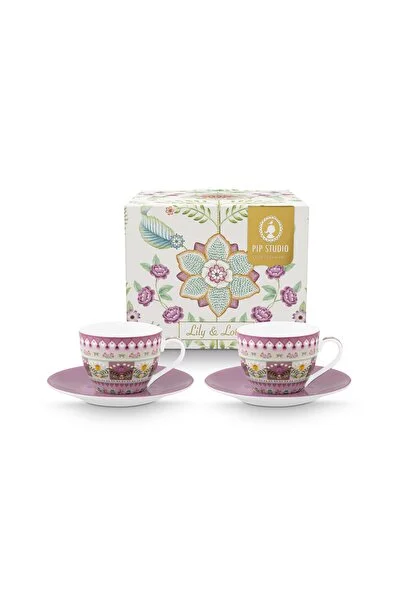51004192_01 Pip Studio Mor Porselen Kahve Fincan Seti 120 Ml 51004192 - Görsel 1