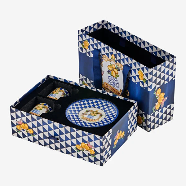 gracebrands5579 Chiara Alessi Mavi Porselen Kahve Fincan Seti 110 Ml CAPBKC1ECBL2 - Görsel 1